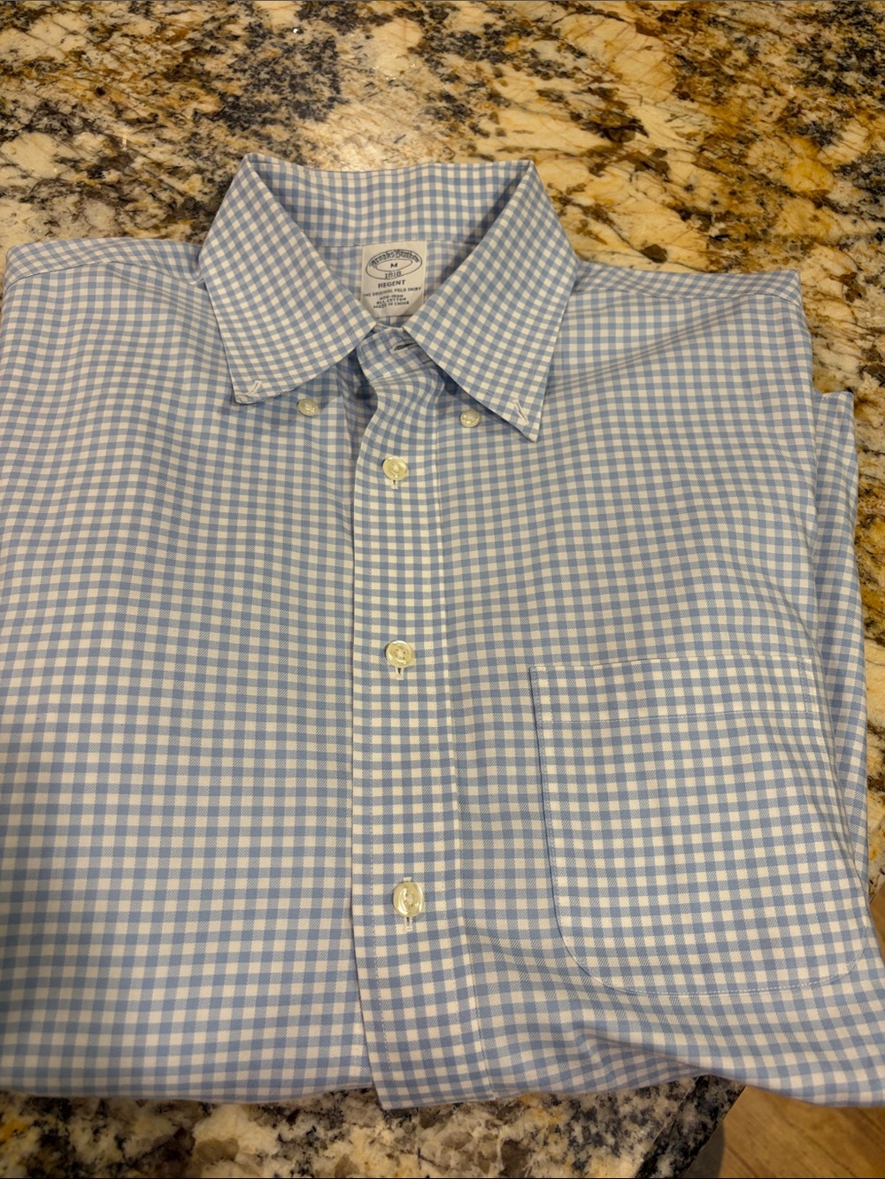 Brooks Brothers Light Blue and White Gingham Dress Shirt